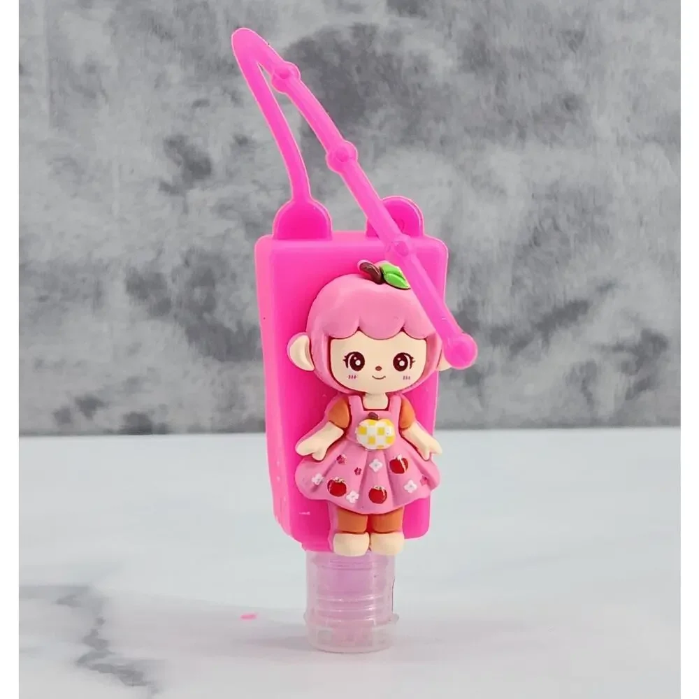 2 EMPTY Kids Refillable Containers Pink Doll Character Holder & adjustable Strap